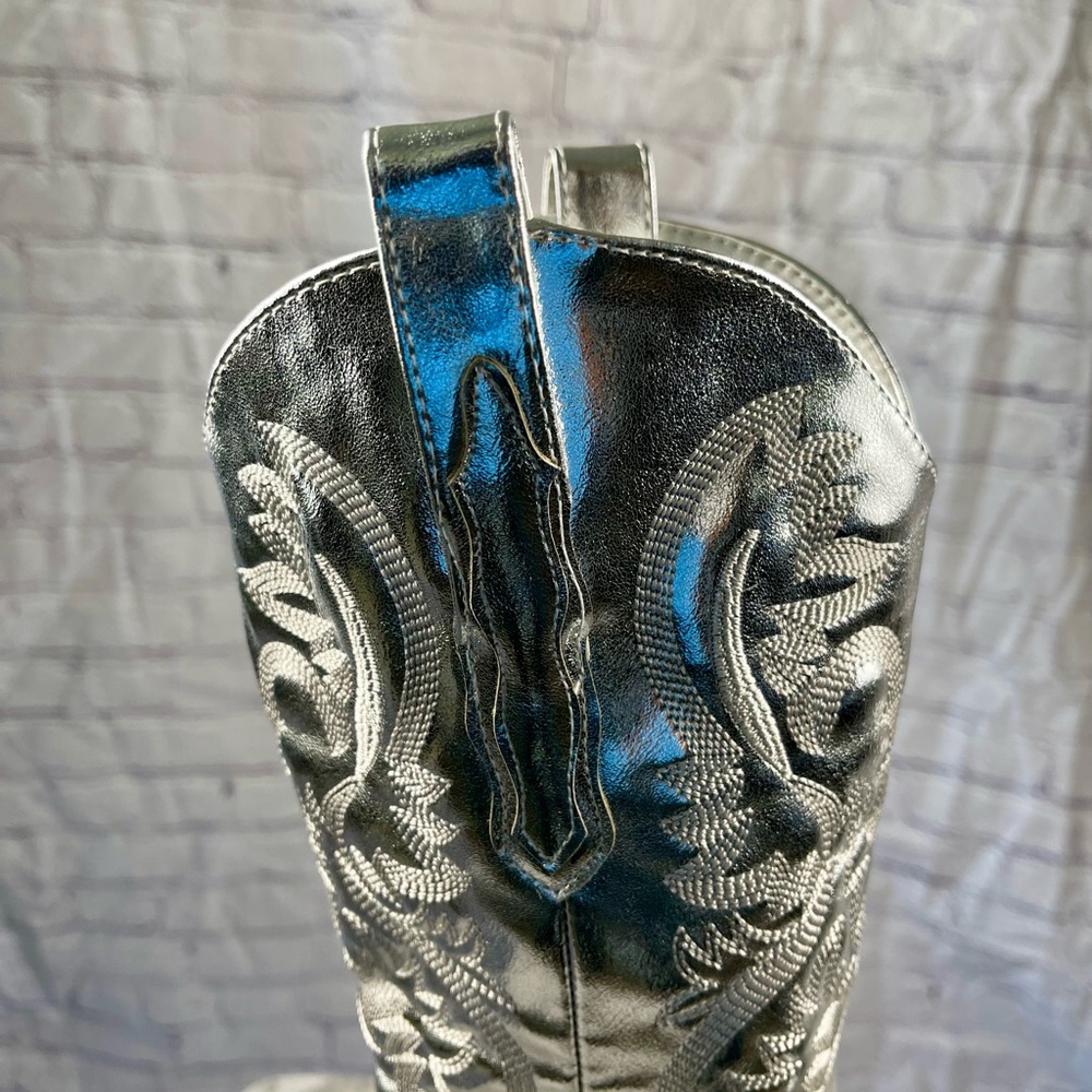 New Silver Western Cowboy Boots Size 7 - Picture 10 of 13